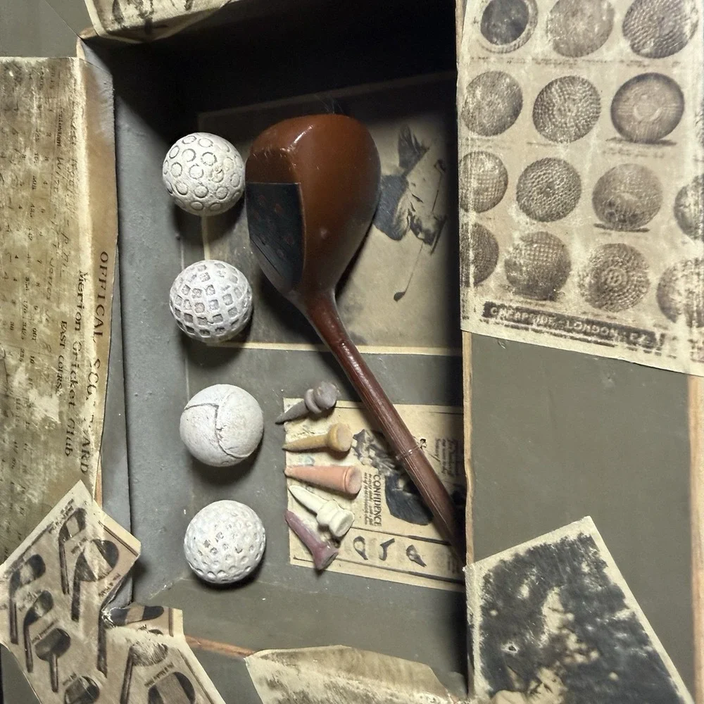 Vintage Golf Shadow Box Wall Art Wood Frame Balls Tee Club Decor 8x10‎ Rustic